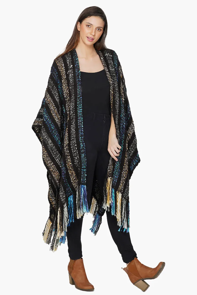 Acrylic Handwoven Bohemian Fringes Poncho