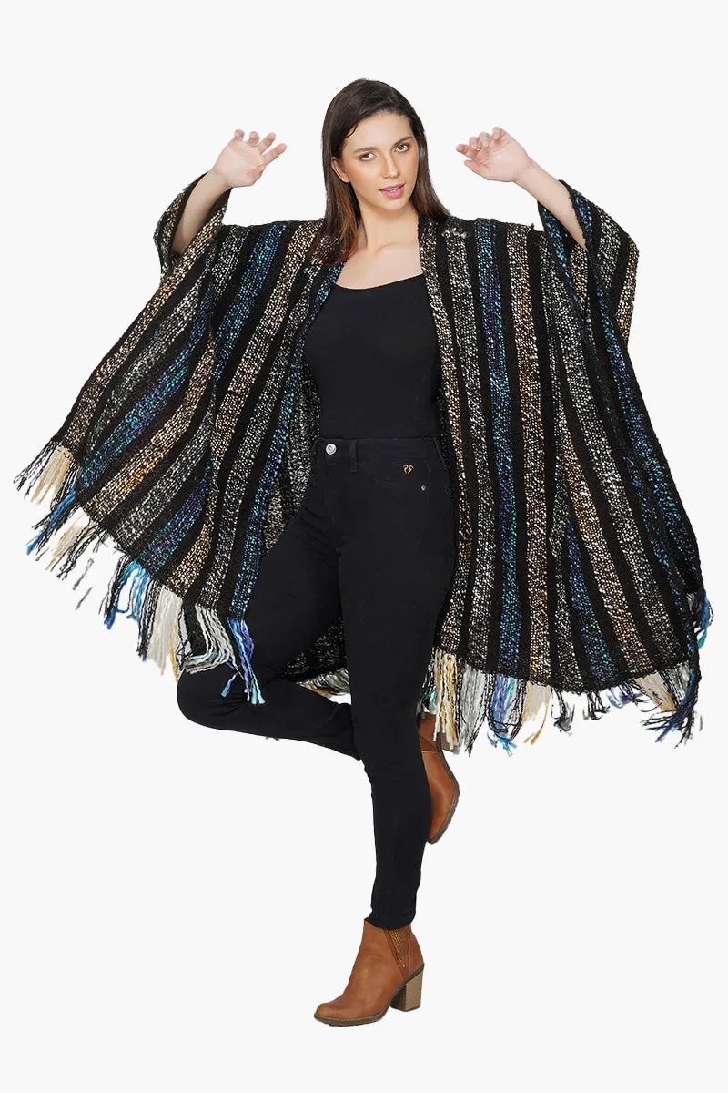 Acrylic Handwoven Bohemian Fringes Poncho