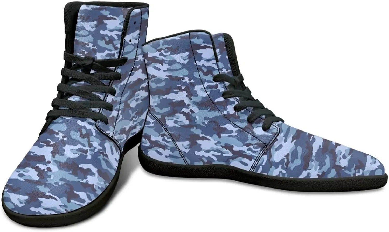 High Top Camo Design Barefoot Shoes for Men - Grounded Footwear, Barefoot Boots, Zero Drop Running Shoes
