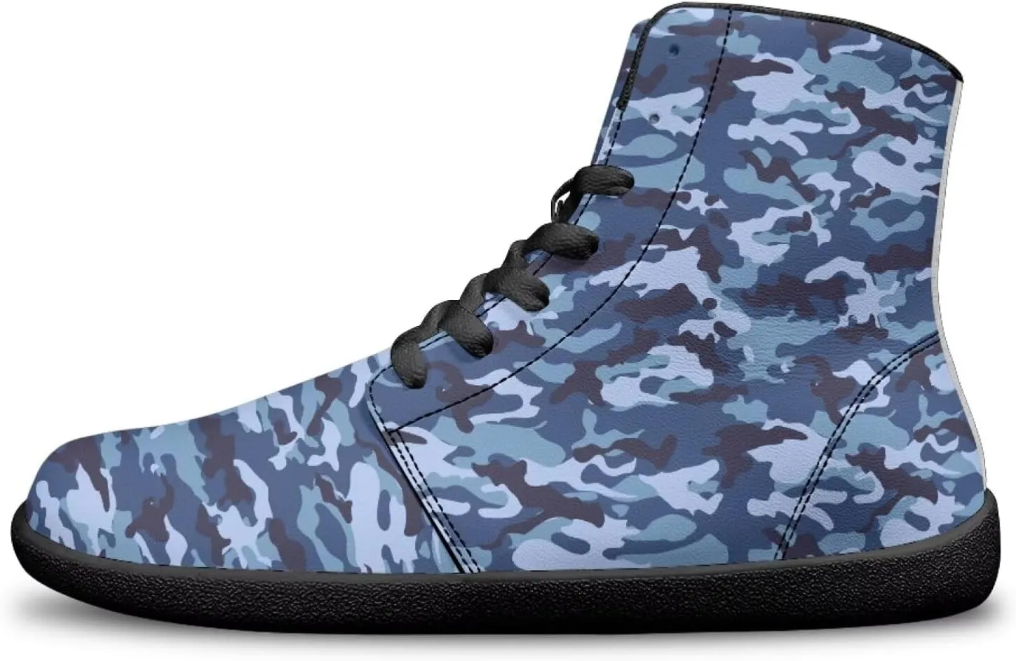 High Top Camo Design Barefoot Shoes for Men - Grounded Footwear, Barefoot Boots, Zero Drop Running Shoes