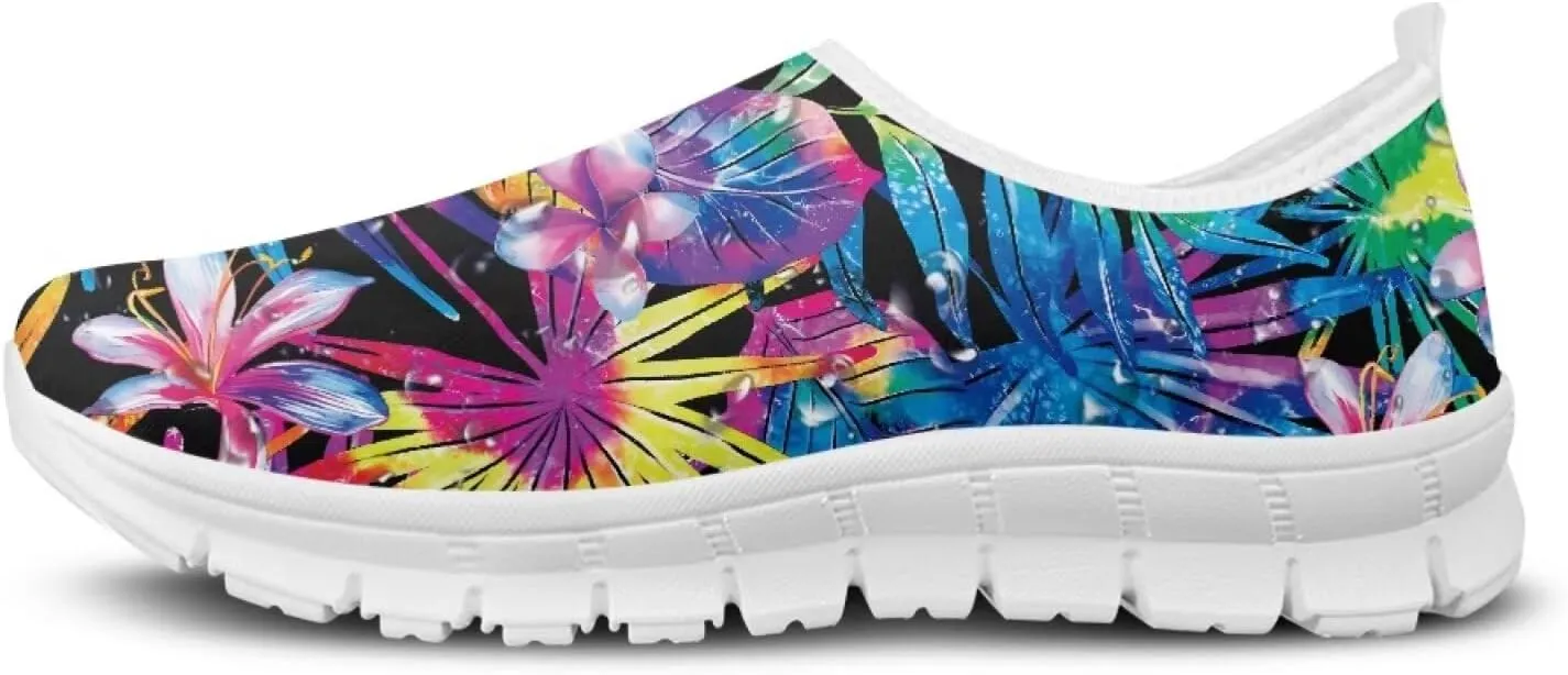 Mandala Flowers Print Womens Slip On Running Shoes Loafers Shoes Non Slip Arch Support Walking Shoes Breathable Gym Workout Shoes