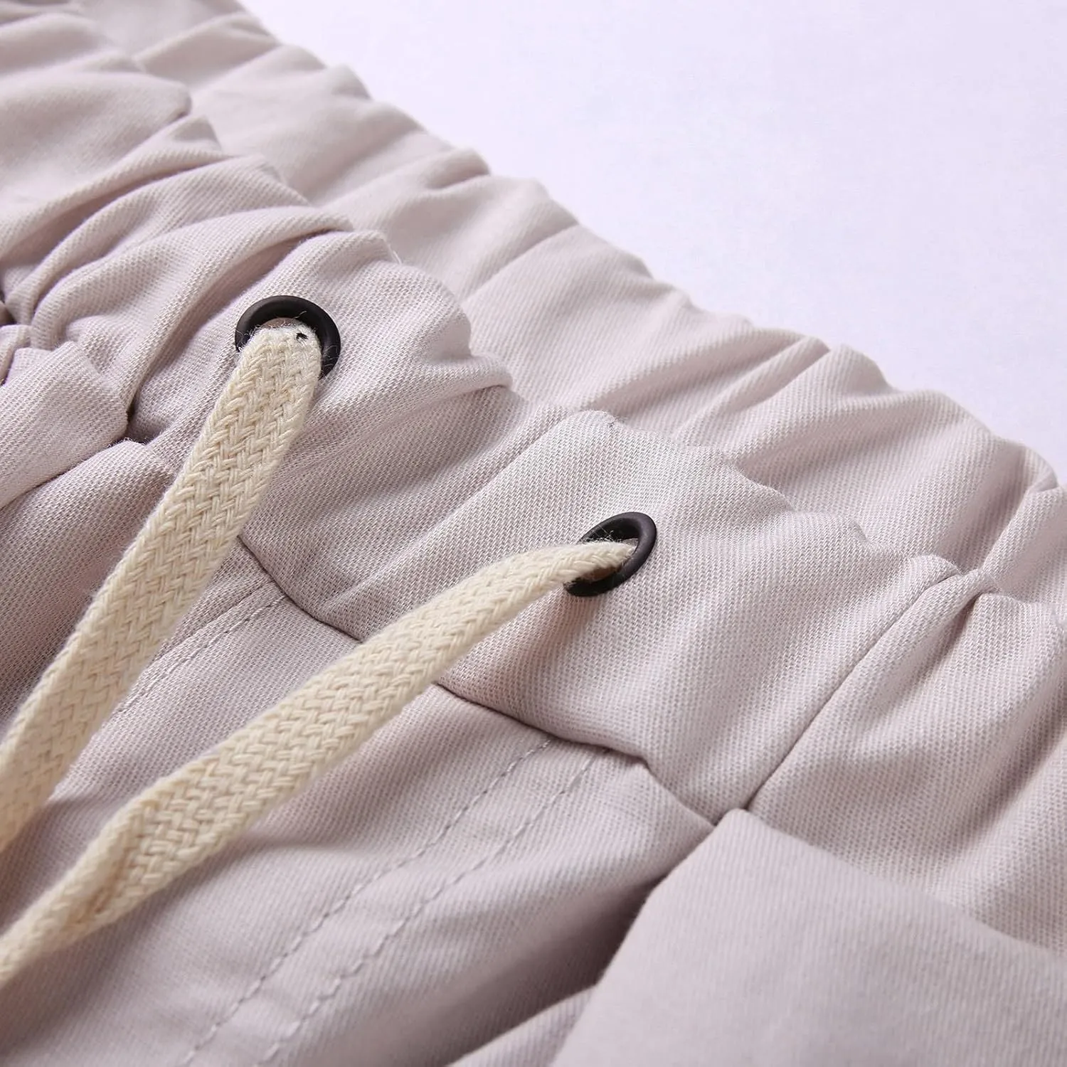 Mens Casual Twill Cargo Pants Cotton Drawstring Stretch Joggers Outdoor Trousers Hiking Pants Sports Sweatpants