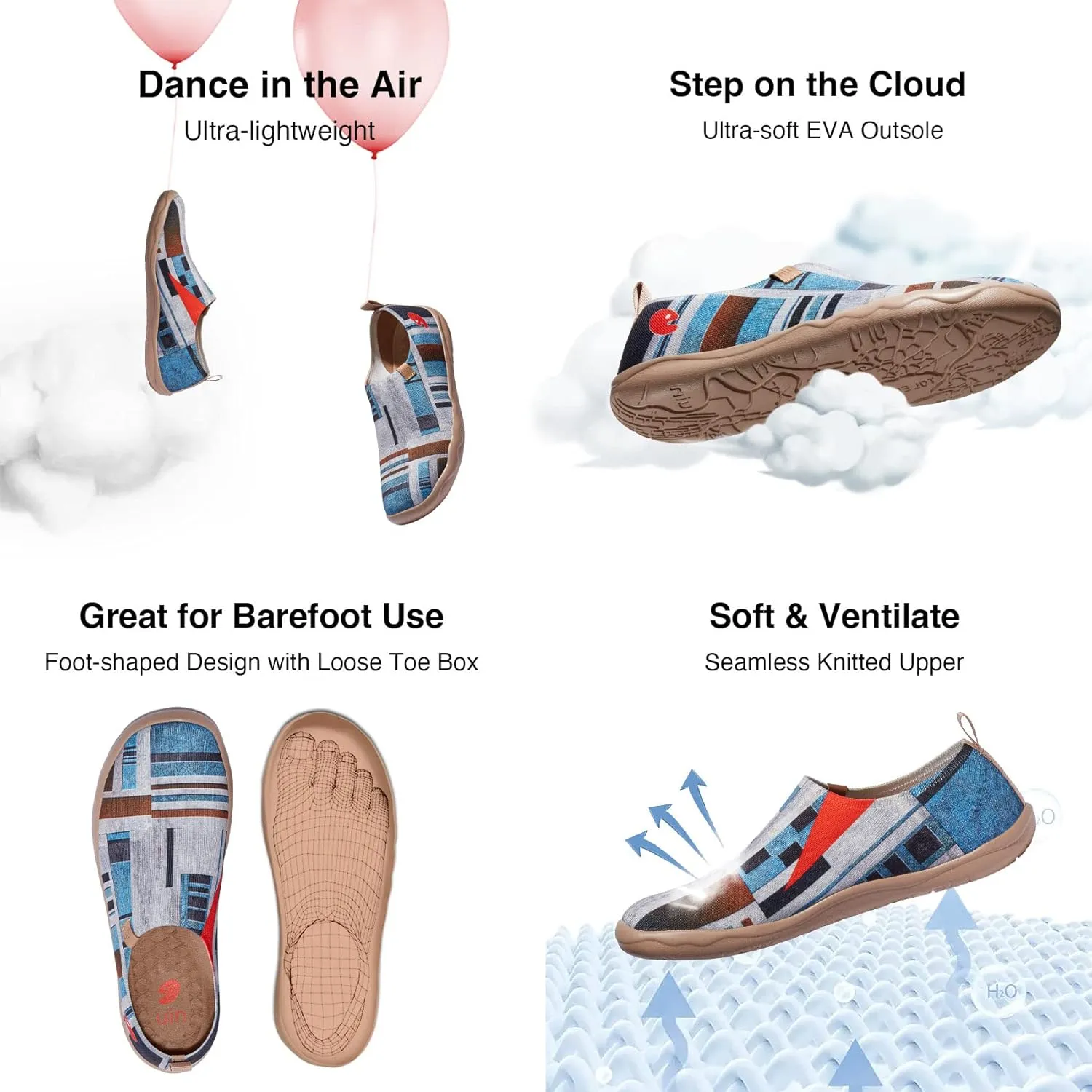 UIN Men's Loafers Painted Travel Shoes Slip On Walking Casual Lightweight Comfort Fashion Sneaker ToledoColor & Geometry