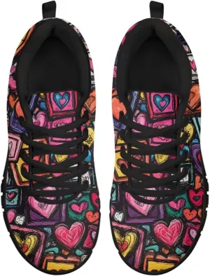Women's Fashion Sneakers Low Top Casual Shoes Lightweight Wide Arch Support Travel Sneakers for Workout Size 5-12 Black Sole